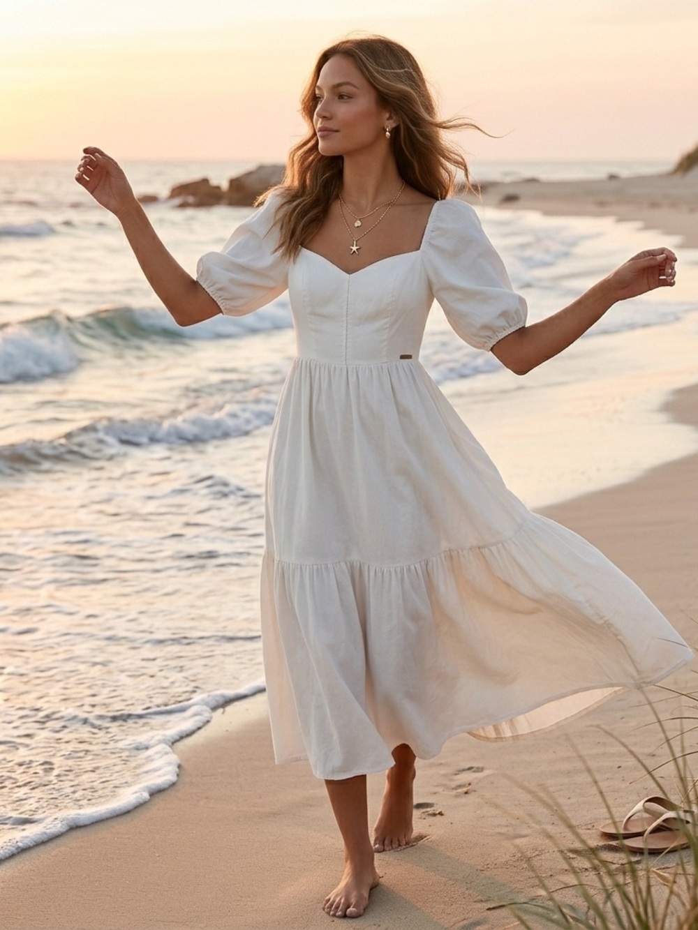 NWT Reformation Rutherford White Puff Sleeve Dress